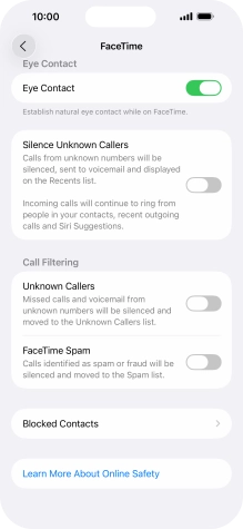 Press Blocked Contacts. Press Blocked Contacts.