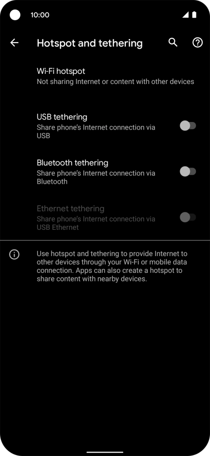 Press Wi-Fi hotspot. Press Wi-Fi hotspot.