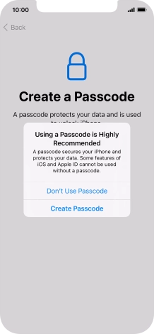 If you turn off the function, press Don't Use Passcode. If you turn off the function, press Don't Use Passcode.