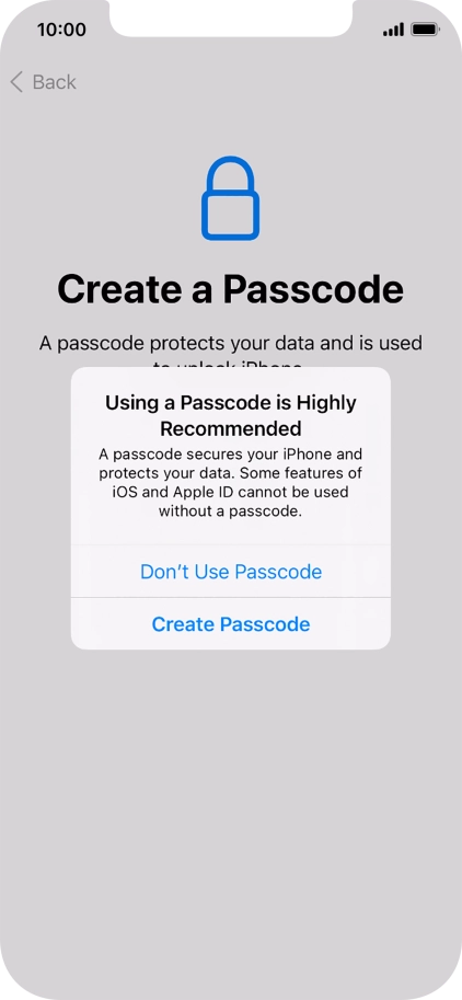 If you turn off the function, press Don't Use Passcode. If you turn off the function, press Don't Use Passcode.