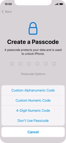 Follow the instructions on the screen to turn on use of phone lock code or press Don't Use Passcode. Follow the instructions on the screen to turn on use of phone lock code or press Don't Use Passcode.