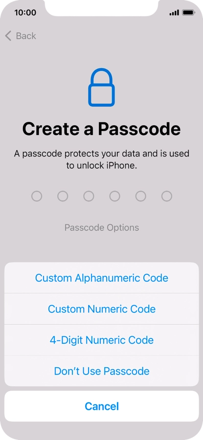 Follow the instructions on the screen to turn on use of phone lock code or press Don't Use Passcode. Follow the instructions on the screen to turn on use of phone lock code or press Don't Use Passcode.