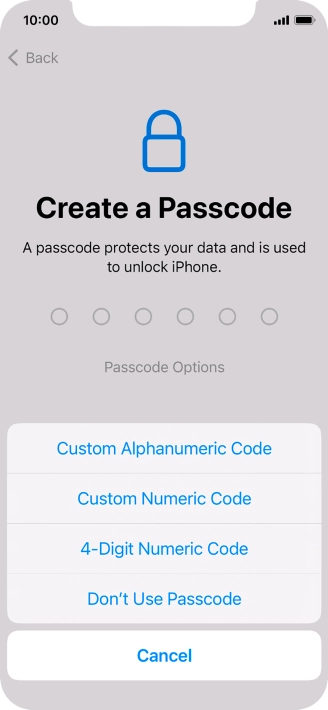 Follow the instructions on the screen to turn on use of phone lock code or press Don't Use Passcode. Follow the instructions on the screen to turn on use of phone lock code or press Don't Use Passcode.