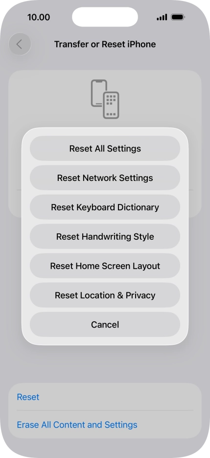 Press Reset All Settings. Press Reset All Settings.