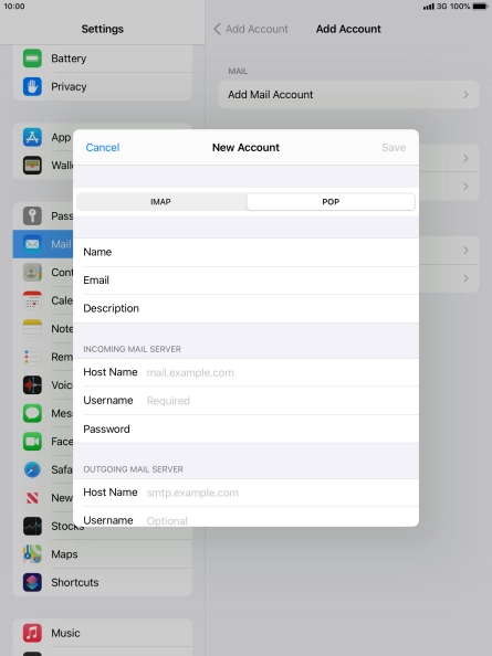Press Host Name and key in the name of your email provider's incoming server. Press Host Name and key in the name of your email provider's incoming server.