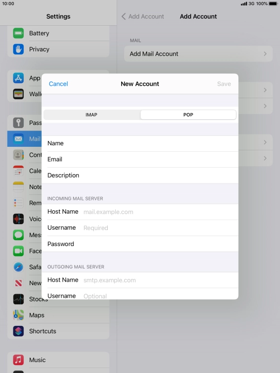 Press Host Name and key in the name of your email provider's incoming server. Press Host Name and key in the name of your email provider's incoming server.