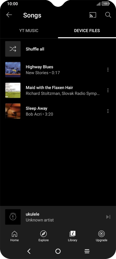 Press the required audio file. Press the required audio file.
