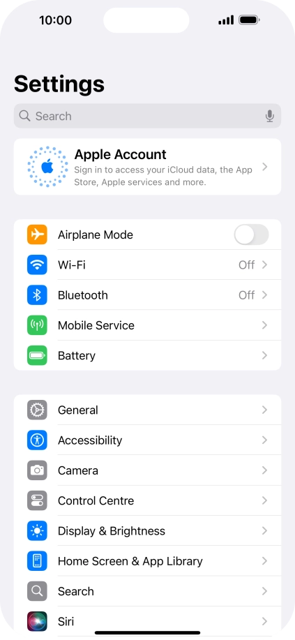 Press Apple Account. Press Apple Account.