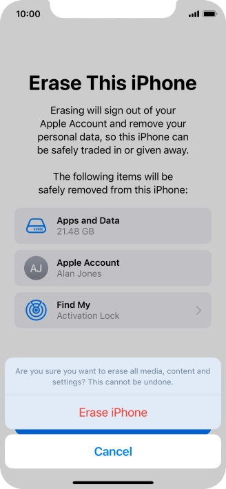 Press Erase iPhone. Press Erase iPhone.