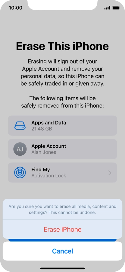 Press Erase iPhone. Press Erase iPhone.