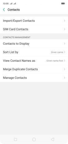 Press SIM Card Contacts. Press SIM Card Contacts.