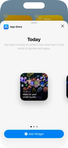 Slide your finger right or left on the screen to select the required widget size. Slide your finger right or left on the screen to select the required widget size.