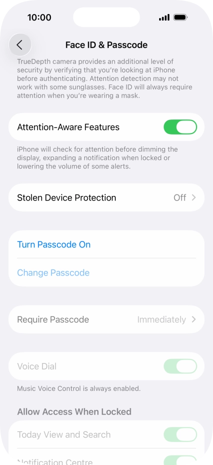 Press Turn Passcode On and key in a phone lock code of your own choice twice. Press Turn Passcode On and key in a phone lock code of your own choice twice.