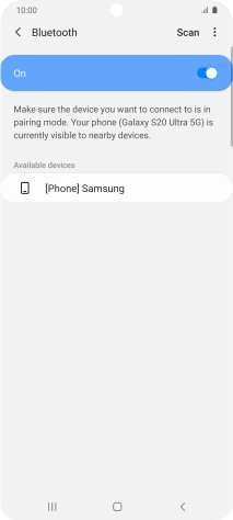 Press the required Bluetooth device and follow the instructions on the screen to pair the device with your phone. Press the required Bluetooth device and follow the instructions on the screen to pair the device with your phone.