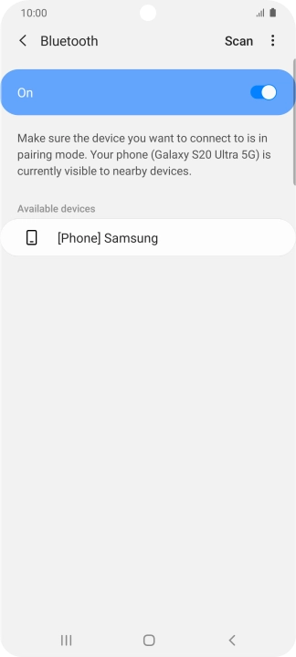 Press the required Bluetooth device and follow the instructions on the screen to pair the device with your phone. Press the required Bluetooth device and follow the instructions on the screen to pair the device with your phone.