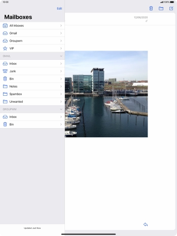 Press the required email account. Press the required email account.