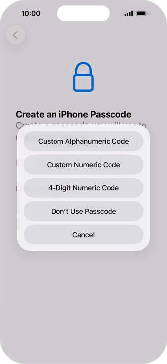 Follow the instructions on the screen to turn on use of phone lock code or press Don't Use Passcode. Follow the instructions on the screen to turn on use of phone lock code or press Don't Use Passcode.