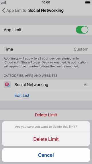 Press Delete Limit. Press Delete Limit.