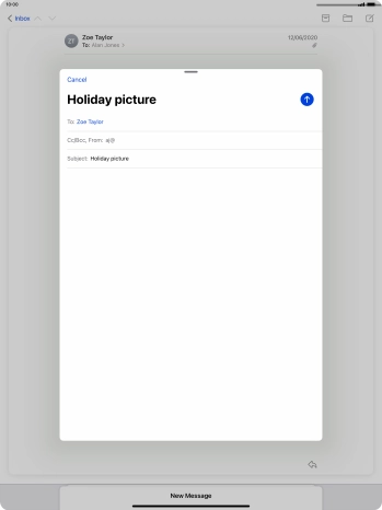 Press the text input field and write the text for your email message. Press the text input field and write the text for your email message.