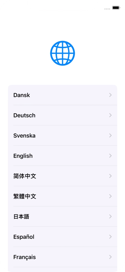 Press the required language. Press the required language.