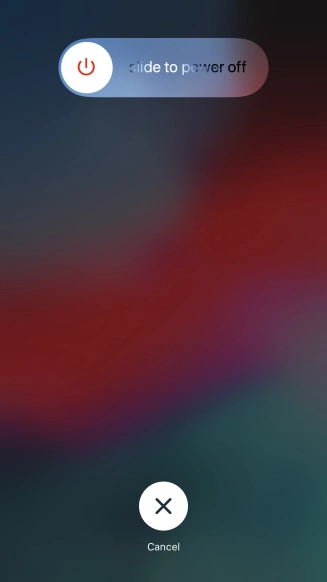 Press and drag the power off icon right. Press and drag the power off icon right.