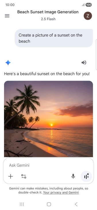 You can also ask Gemini to generate a picture based on your description. You can also ask Gemini to generate a picture based on your description.