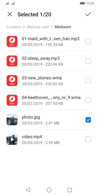 Press the confirm icon. Press the confirm icon.