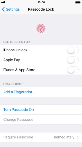 Press Turn Passcode On and key in a phone lock code of your own choice twice. Press Turn Passcode On and key in a phone lock code of your own choice twice.