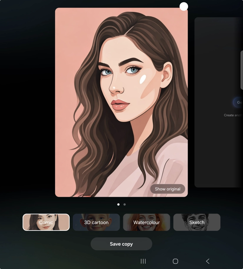 Press Save copy to save the generated photo suggestion. Press Save copy to save the generated photo suggestion.