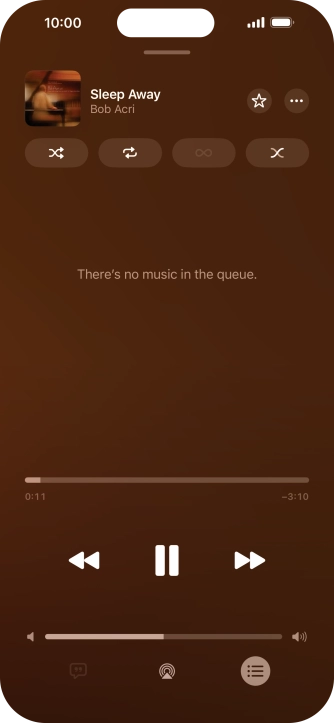 Press the shuffle icon to turn the function on or off. Press the shuffle icon to turn the function on or off.