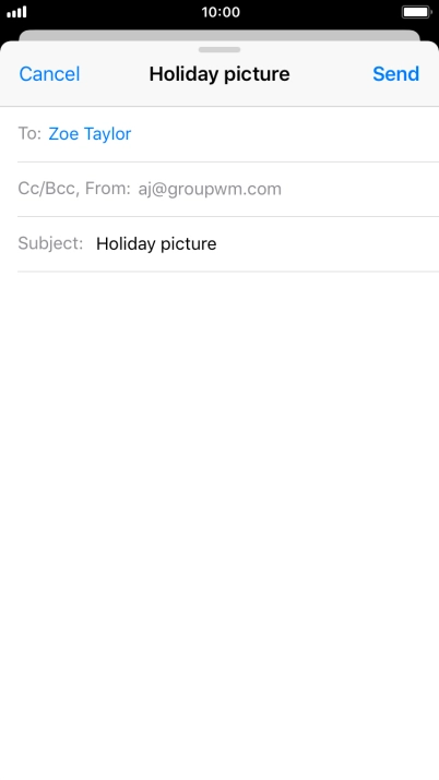 Press the text input field and write the text for your email message. Press the text input field and write the text for your email message.