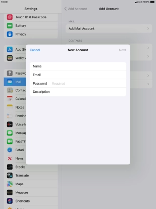 Press Password and key in the password for your email account. Press Password and key in the password for your email account.