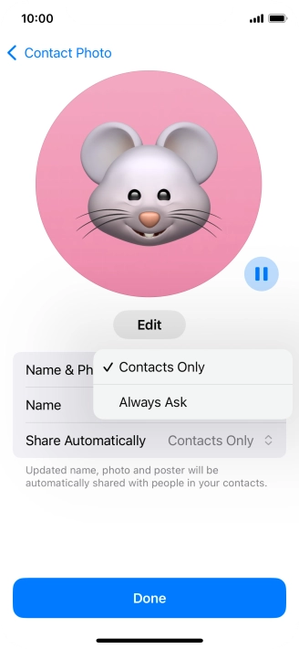 Press the required setting. Press the required setting.