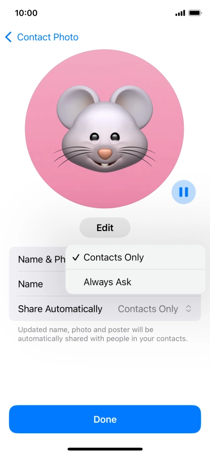 Press the required setting. Press the required setting.