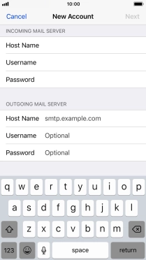 Press Host Name and key in the name or IP address of your email provider's outgoing server. Please note that if you can't send email messages when using your email provider's outgoing server, key in smtp.vodafone.net.au (Vodafone's outgoing server). Press Host Name and key in the name or IP address of your email provider's outgoing server. Please note that if you can't send email messages when using your email provider's outgoing server, key in smtp.vodafone.net.au (Vodafone's outgoing server).