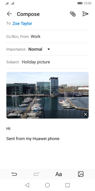 Press the send icon when you've finished your email message. Press the send icon when you've finished your email message.