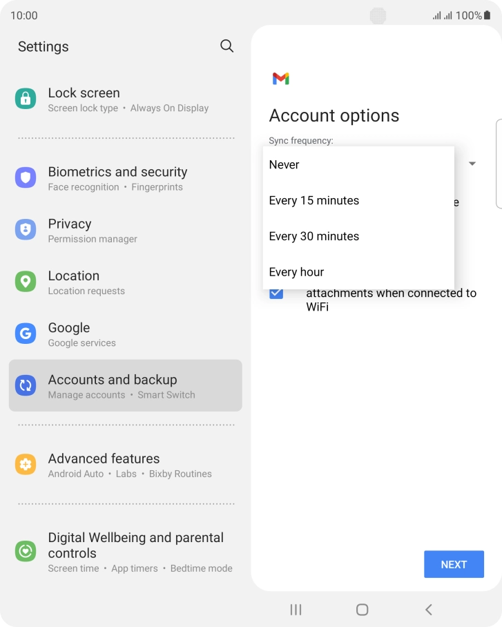 Press the required setting. Press the required setting.