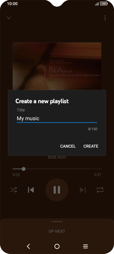 Key in the required name for the playlist and press the confirm icon. Key in the required name for the playlist and press the confirm icon.