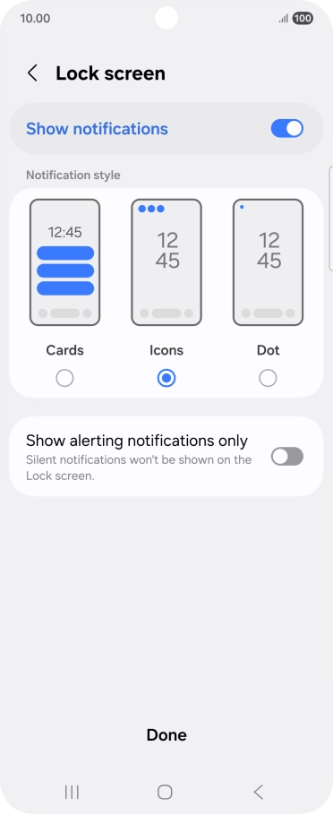 Press the required settings to turn them on or off. Press the required settings to turn them on or off.