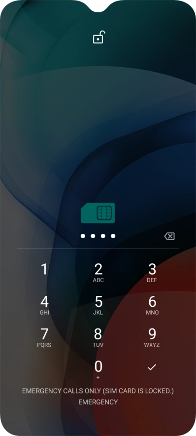 If your SIM is locked, key in your PIN and press the confirm icon. If your SIM is locked, key in your PIN and press the confirm icon.