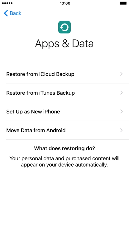 Press Restore from iCloud Backup. Press Restore from iCloud Backup.