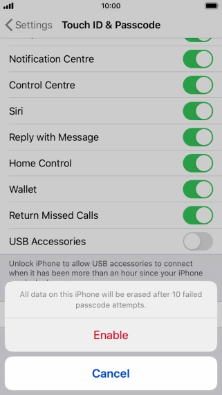 If you turn on the function, press Enable. If you turn on the function, press Enable.