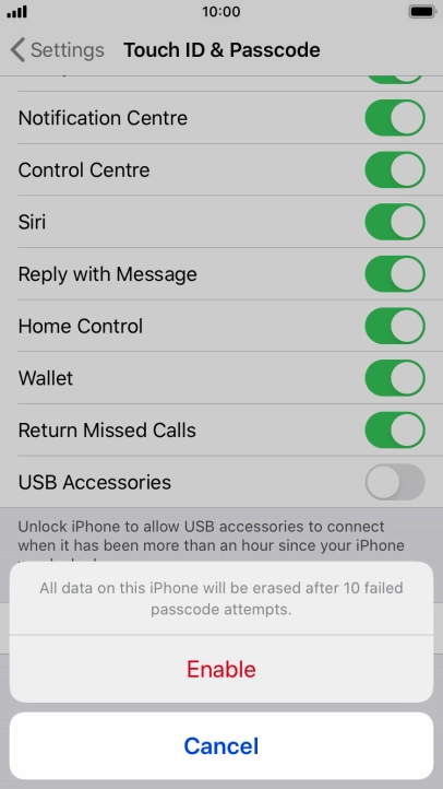 If you turn on the function, press Enable. If you turn on the function, press Enable.