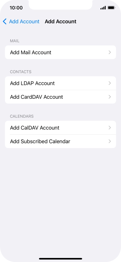 Press Add Mail Account. Press Add Mail Account.