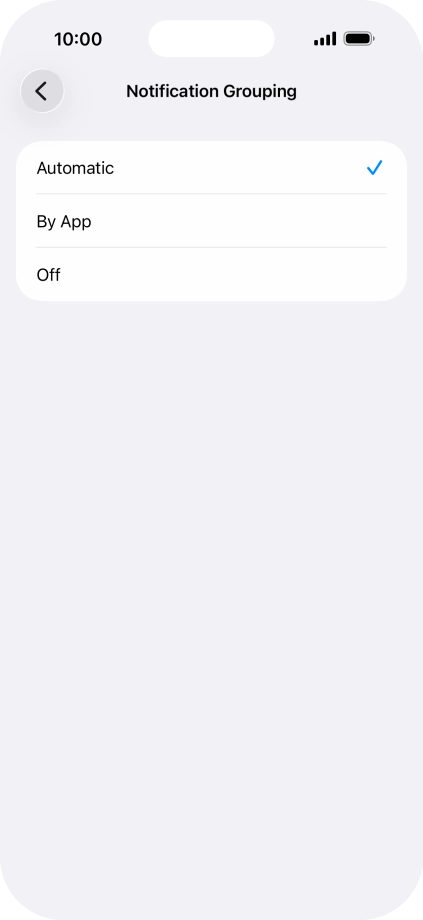 Press the required setting. Press the required setting.