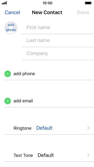 Press First name and key in the first name. Press First name and key in the first name.