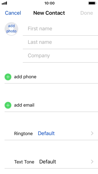 Press First name and key in the first name. Press First name and key in the first name.