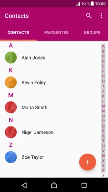 Press the required contact. Press the required contact.