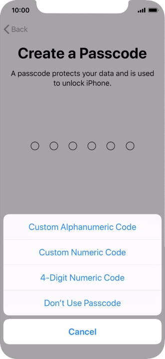 Follow the instructions on the screen to turn on use of phone lock code or press Don't Use Passcode. Follow the instructions on the screen to turn on use of phone lock code or press Don't Use Passcode.
