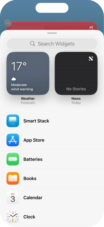 Press the required widget. Press the required widget.